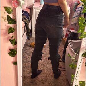 Black tight ripped skinny jeans